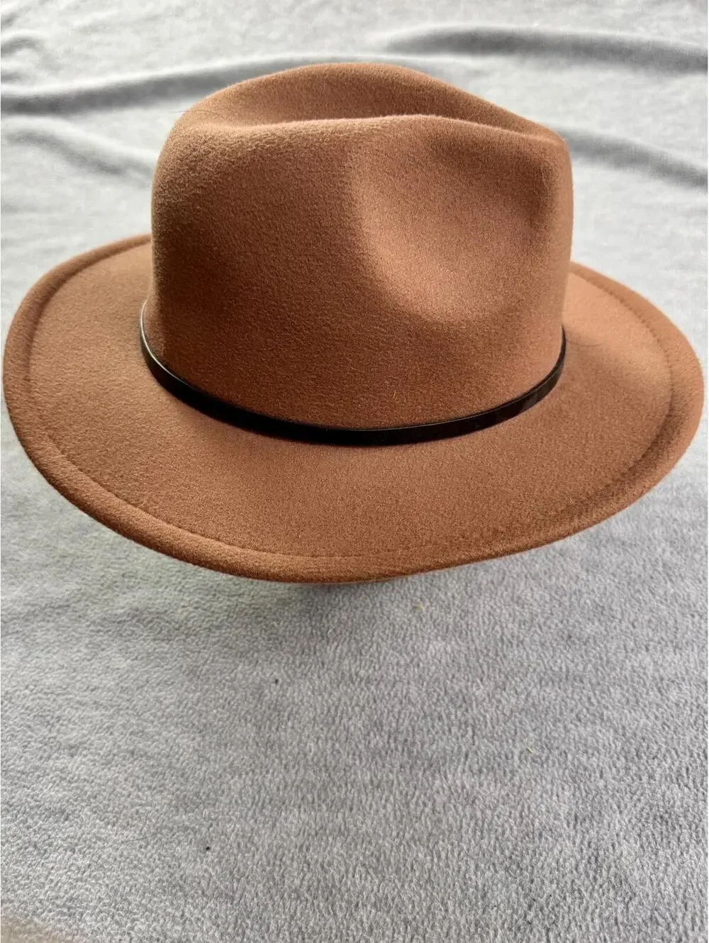 brown wool western‎ fedora hat leather band studded ranch style 21